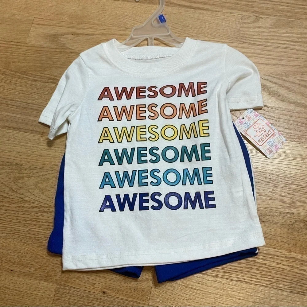 Awesome Rainbow T-shirt Shorts Outfit Bundle NWT 2T Boys White Blue Toddler